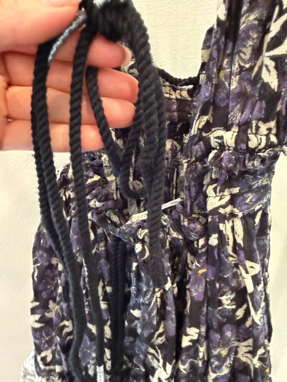 Free People Purple Floral Backless Sundress with Cream Polka-Dot Hem - Picture 5 of 7